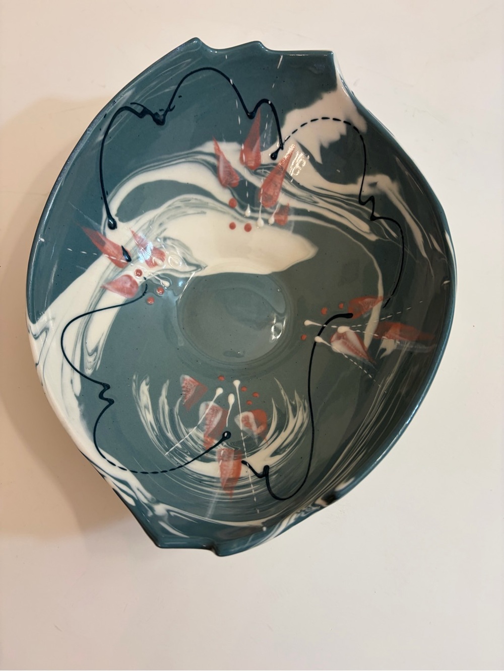 Signed abstract Art pottery bowl